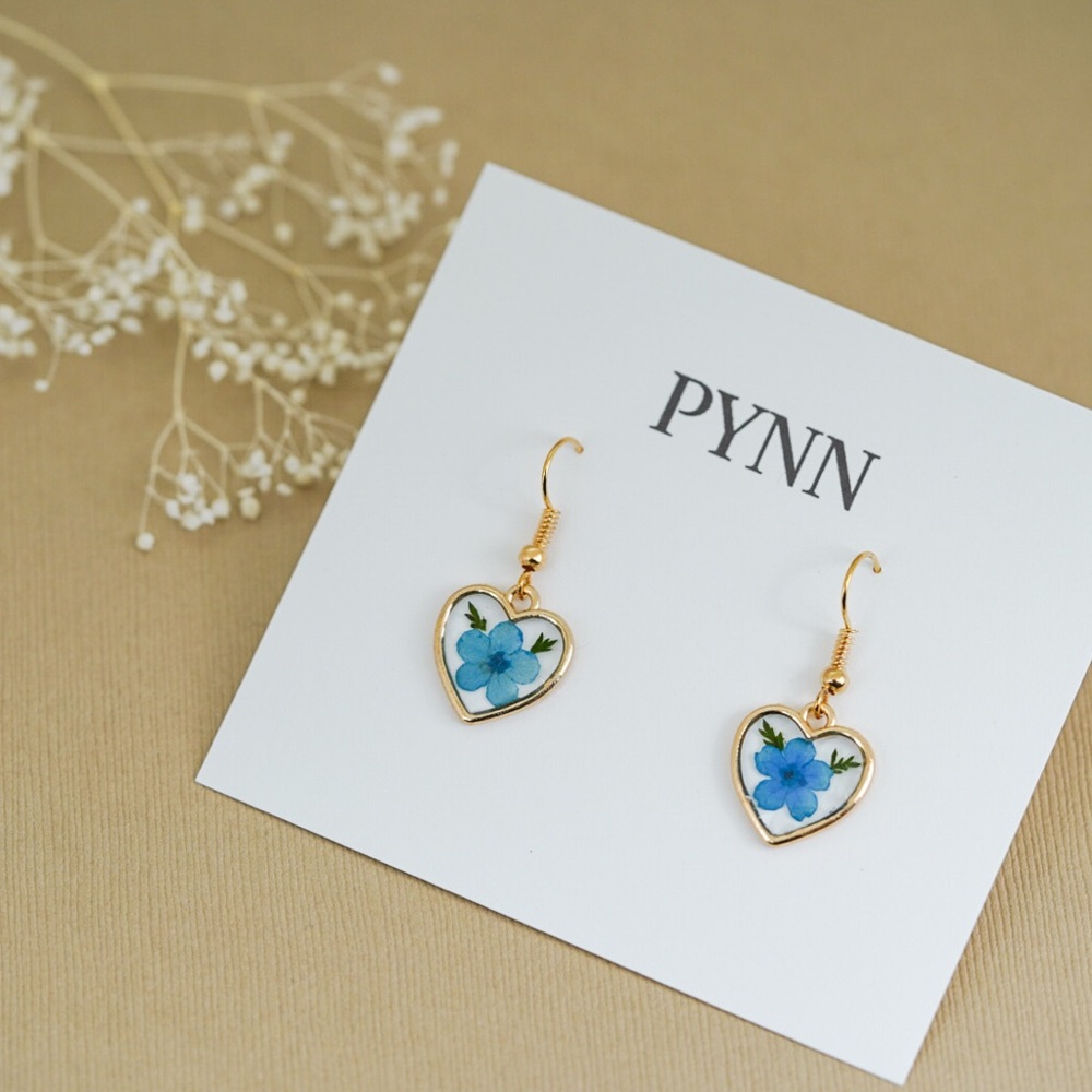 Botanical handmade earrings, real flowers